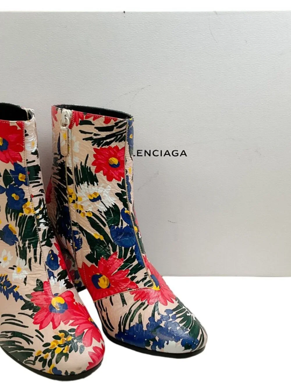 Balenciaga Multi Floral Print Leather Booties - Picture 6 of 12